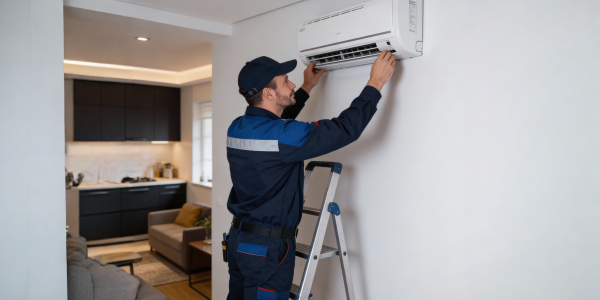 Ponicsán Kristóf klímaszerelő munka közben