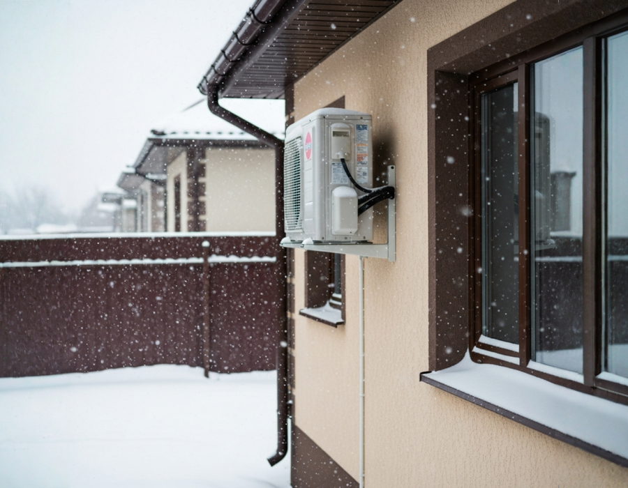 klíma kültéri egység télen